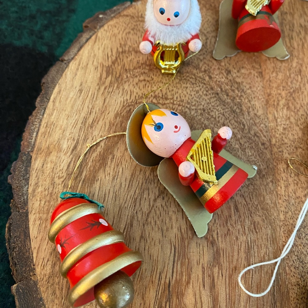 Vintage Wooden Hand Painted Christmas Ornaments Made In Germany Arts And Crafts - Picture 5 of 11